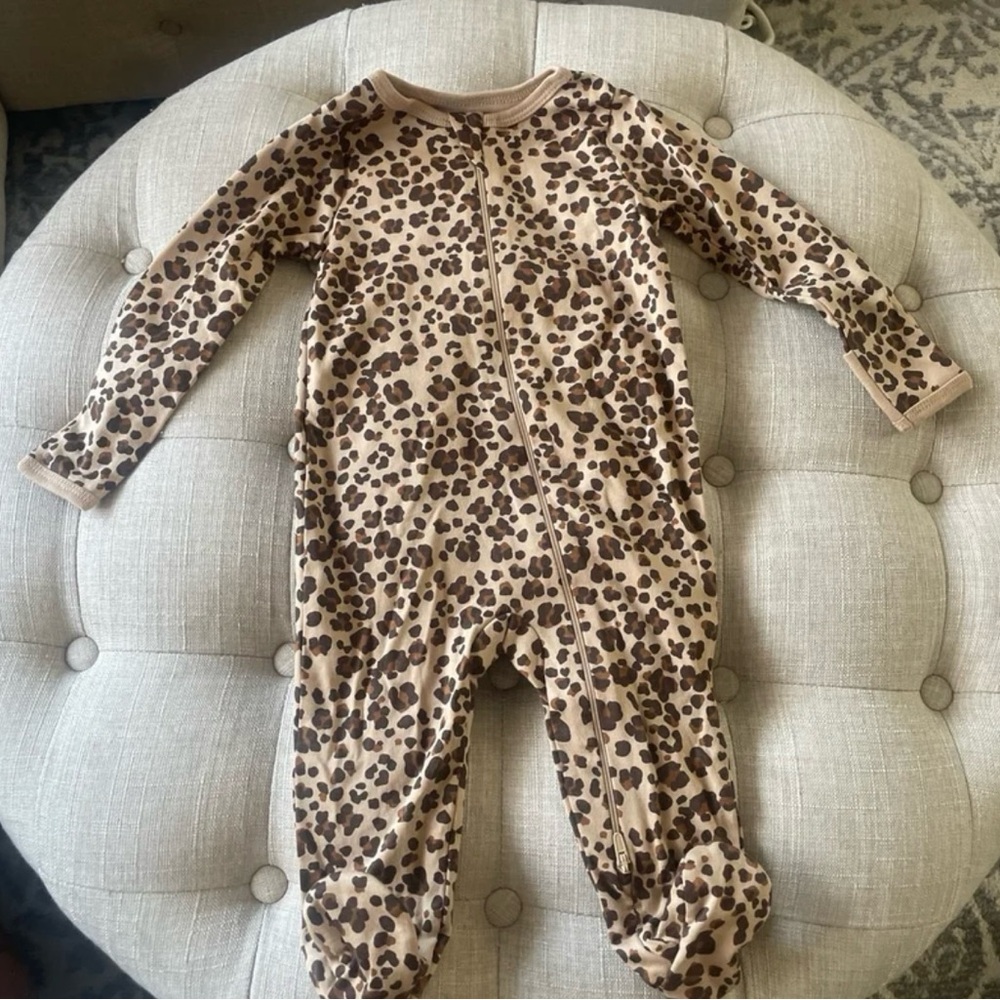 wonder nation Beige and Brown Leopard Print Footed One-Piece